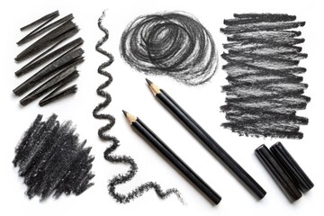 Textured Black Crayon and Pencil Illustrations