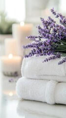 Poster - Fresh lavender flowers are adding a relaxing fragrance to the spa experience, creating a serene ambiance for ultimate relaxation and pampering