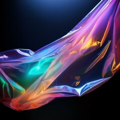 Poster - bioluminescent iridescent plastic bag flowing gracefully in the background perfect effect overlay fo