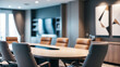 © Viewvie - A blurred image of a stylish conference room with a large table, comfortable chairs, and contemporary decor, suggesting a professional environment.