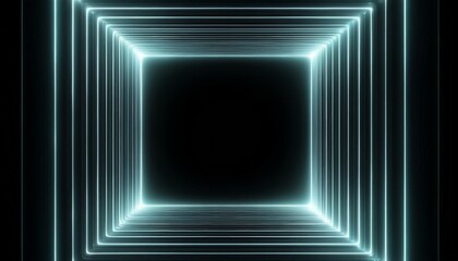 Wall Mural - neon square shape frame with shining effects on black background