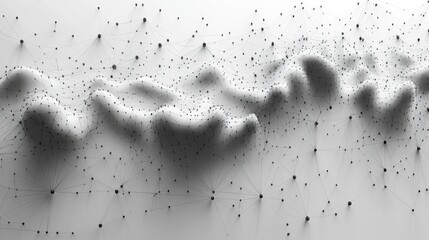 Fototapete - A dynamic composition showcases a network of dots interconnected by lines, creating a sense of depth and complexity.
