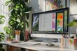 © Nico - Creative Workspace with Computer and Vibrant Decor