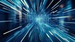 © zhou yan - Abstract futuristic digital technology background featuring high-speed blue light lines and glowing effects. The dynamic design represents data transfer and high-tech innovation in motion, resembling
