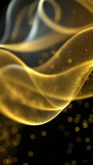Wall Mural - golden particles flowing on black background