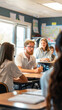 © MikeLegend - Students engaged in a classroom discussion, focused on a lesson.