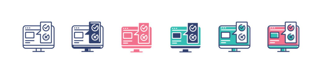 Leinwandbilder - monitor digital online business survey icon set task checklist exam evaluation selection plan symbol illustration for web and app