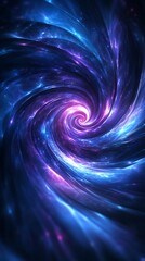 Wall Mural - Spiral geometric pattern radiating from the center, bold lines in vibrant blue and purple hues, smooth curves, sharp edges, glowing light at the core, subtle shadows for depth,