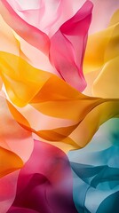 Canvas Print - Vibrant gradient tessellations with hues of yellow, pink, and turquoise, sharp geometric angles and clean edges, smooth light transitions, glowing accents, high contrast abstract design,