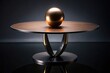 © Anulak - Silhouette round black table reflective bronze sphere