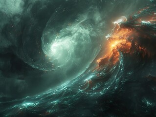 Canvas Print - Abstract Cosmic Whirlpool: A Dance of Fire and Light