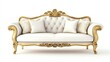 © TA Design - A luxurious, ornate white sofa with golden accents and plush cushions, perfect for elegant living spaces.