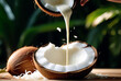 © Galeno - cutting fresh coconut releases creamy milk flesh quickly