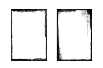 Wall Mural - Grunge style abstract frames kit black and white on white background universal use