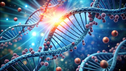 Wall Mural - stock photo of dna structure with altered cancer cells