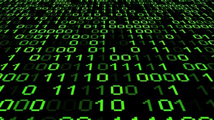 Perspective wall of binary code digital pattern background