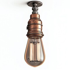 Vintage light bulb, elegant design, ideal for home decor or retro themes, isolated on white background.