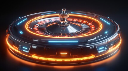 Poster - The glowing roulette table showcases neon numbers, inviting players to try their luck in an enticing casino atmosphere. Generative AI