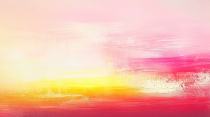 Poster - Bright and cheerful abstract background with blurred light pink and yellow colors, featuring a soft grainy texture and a vintage-inspired style. The pastel color palette, minimalistic design, and warm