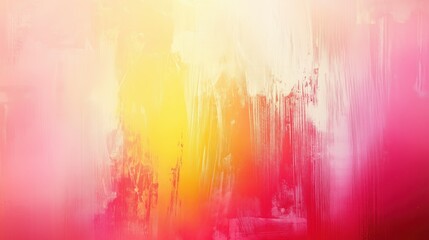 Poster - Bright and cheerful abstract background with blurred light pink and yellow colors, featuring a soft grainy texture and a vintage-inspired style. The pastel color palette, minimalistic design, and warm