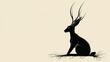 © Thiago - Jackalope silhouette with exaggerated antlers. minimalist fantasy,. Minimalist Silhouette. Illustration
