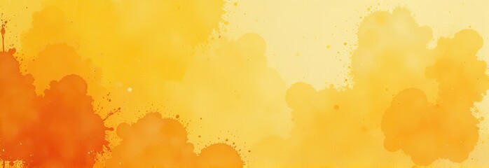 Wall Mural - Yellow orange background with texture and distressed vintage grunge and watercolor paint stains in elegant Christmas backdrop illustration 