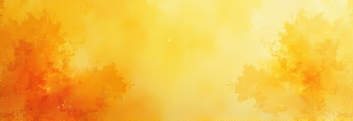 Wall Mural - Yellow orange background with texture and distressed vintage grunge and watercolor paint stains in elegant Christmas backdrop illustration 