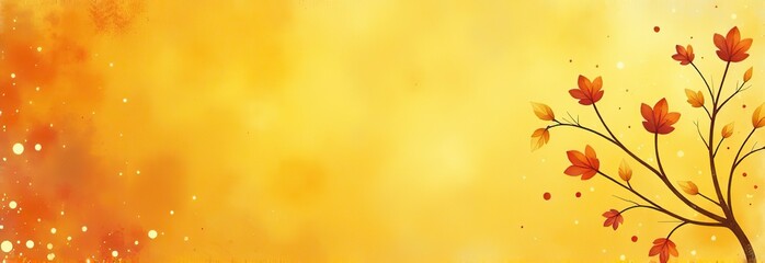 Wall Mural - Yellow orange background with texture and distressed vintage grunge and watercolor paint stains in elegant Christmas backdrop illustration 