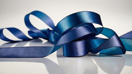 Wall Mural - Blue Satin Ribbons in Loops and Twists

