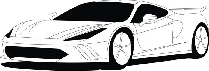 High speed vehicle dynamics intricate adult coloring book design conceptual car wheel illustration with black contour lines on a white background