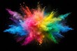 © Pawina - Colourful chalk explosion dust cloud isolated on a black background wide-angle