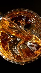 Poster - Super slow motion of pouring whiskey into glass, top view shot. Filmed on high speed cinema camera, 1000fps