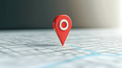 Red pin icon marking a key point in a global supply chain. Pin icon marking a warehouse for supply chain management.