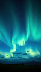 northern lights aurora borealis in vibrant green sky natural wonder night landscape vertical photo f