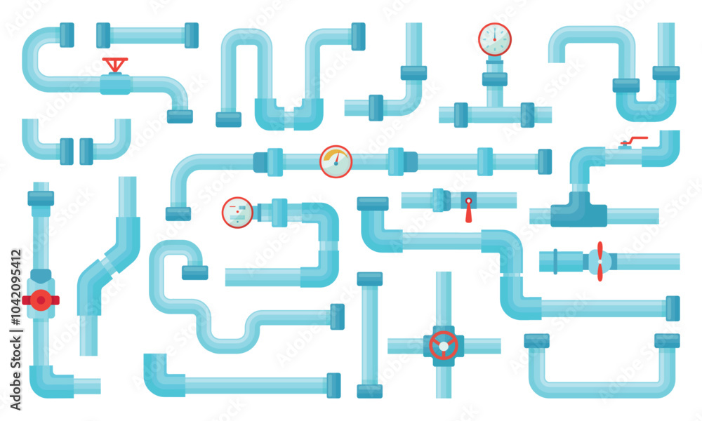 Pvc Pipe Example Cartoon Cartoon industrial pipes. Plastic metal pipe with valves. System for ...