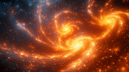 Aufkleber - Two vibrant galaxies spiral together in a cosmic dance of glowing orange and yellow hues, surrounded by sparkling stars and deep space darkness.