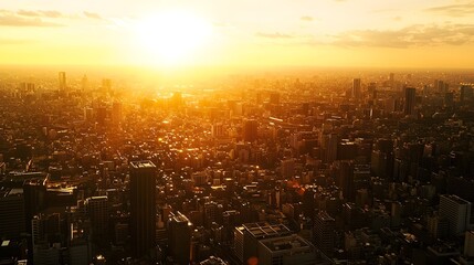 Wall Mural - modern urban sunset over cityscape chaos