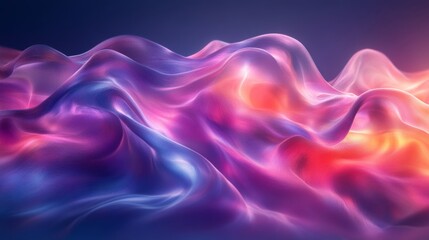 Poster - Colorful waves of light swirl together, creating a mesmerizing effect in this vibrant digital artwork that showcases fluid motion. The interplay of colors captivates the viewer attention.