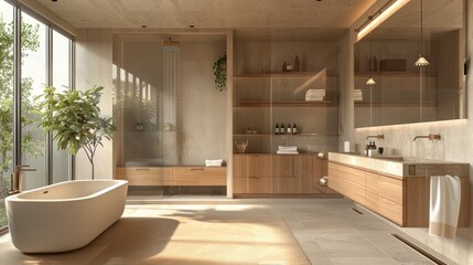 Wall Mural - Modern Bathroom Design with Natural Elements