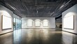 © l1gend - Spacious art gallery with large blank canvases. Modern interior design for exhibitions. Generative AI