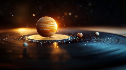 Wall Mural - Cosmic Vinyl: Jupiter and its Moons on a Vinyl Record