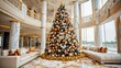 © Artur Lipiński - Luxury hotel lobby with an opulent Christmas tree decorated with gold ornaments and elegant surroundings
