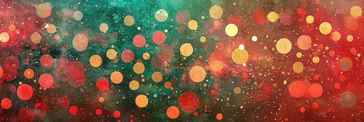 Fototapete - Christmas banner in shades of red, green, and gold, creating a dynamic blend of colors and textures that evoke energy and creativity
