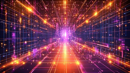Wall Mural - colorful digital background depicting a vibrant pathway of light in a futuristic space environment
