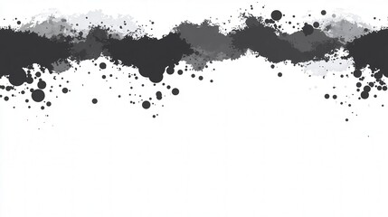 Fototapete - A dynamic and artistic splatter design showcases various shades of black and gray on a white background, perfect for use in creative projects or digital design