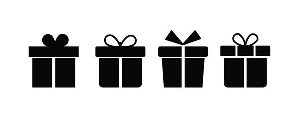 Gift box icons in trendy flat style. Gift boxes with ribbon icons set. Vector illustration