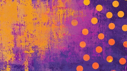 Aufkleber - This artwork features a rich blend of orange circles set against a dynamic purple and orange background, conveying a sense of energy and creativity