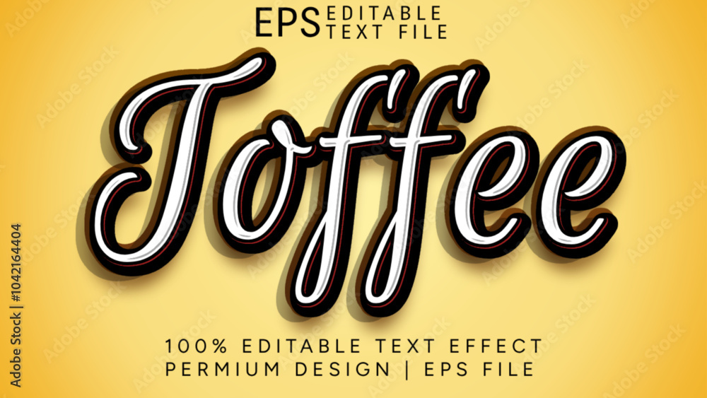 Toffee Lettering Toffee text effect gradient color with glare and black outline isolated ...
