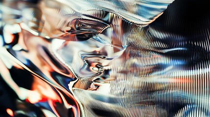 Wall Mural - abstract metallic wave pattern with colorful reflections