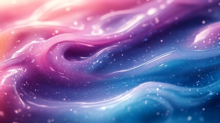 Leinwandbilder - The artwork features swirling waves of vibrant pink and blue hues, creating a captivating, dreamlike effect reminiscent of a cosmic landscape. Stars twinkle softly within the flowing colors.